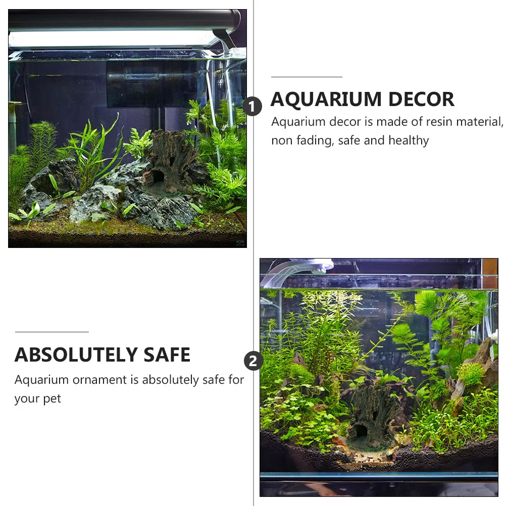 

Eco-Friendly Resin Tree Stump Aquarium Decor Fish Tank Ornaments Non-Fading Safe Healthy Natural Atmosphere Visual Interest