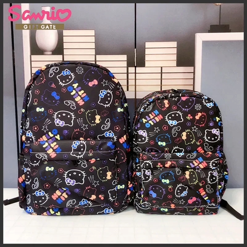 Kawaii Hello Kitty Bag Canvas Backpack Cute Cartoon Printed Shoulder Bag Y2k High Capacity Sanrio School Bag Travel Backpacks