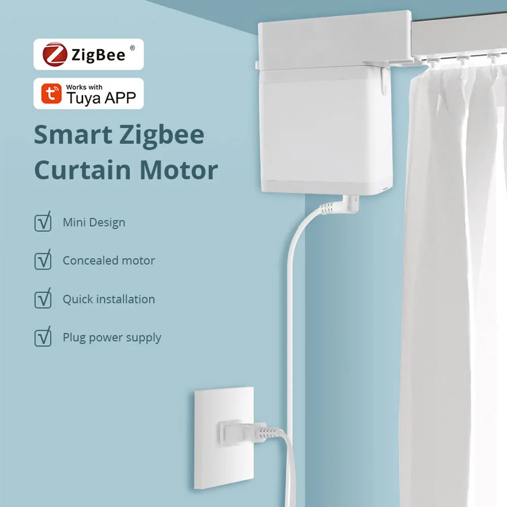 Mini Motor Tuya Zigbee Electric Curtain Motor Smart Life App Control Work with Alexa Google Home Voice Smart Home Curtain System