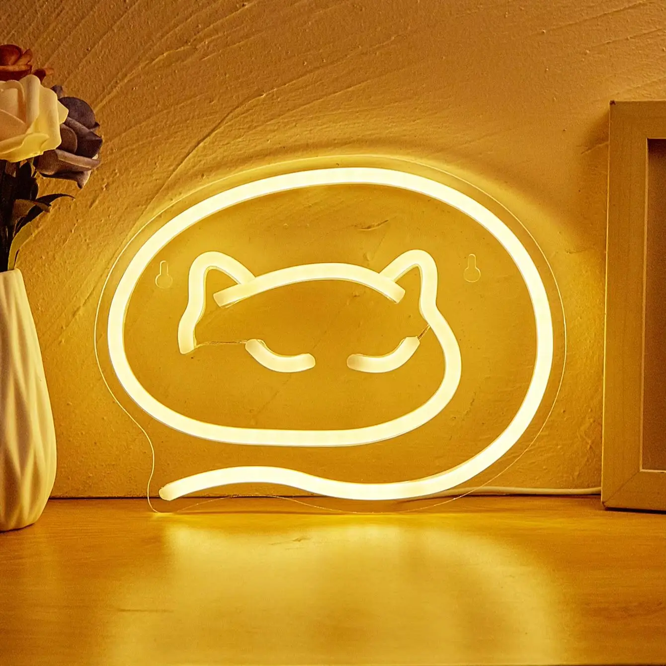 Chi-buy LED Neon Sleeping cat USB Powered Neon Signs Decor Lamp Signs Birthday Gift Wall Art For Bedroom Room Bar Shop