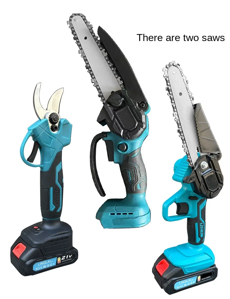6-Inch Electric Chain Saw, 2.5cm Electric Pruning Shears, 1.7m Telescopic Extension Rod Asta Telescopica Per Potatura A Batteria