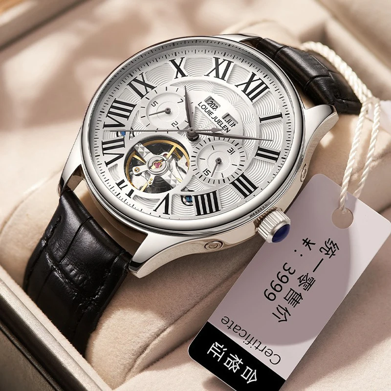 

Новые лучшие брендовые мужские часы с турбийоном, автоматические часы для мужчин, деловая мода, кожаный ремешок, водонепроницаемые механические часы для мужчин