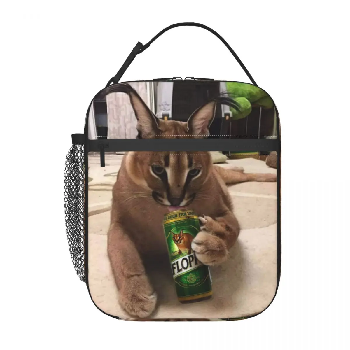 Big Floppa Meme Thermal Insulated Lunch Bags Women Funny Caracal Cat Resuable Lunch Container for School Multifunction Food Box