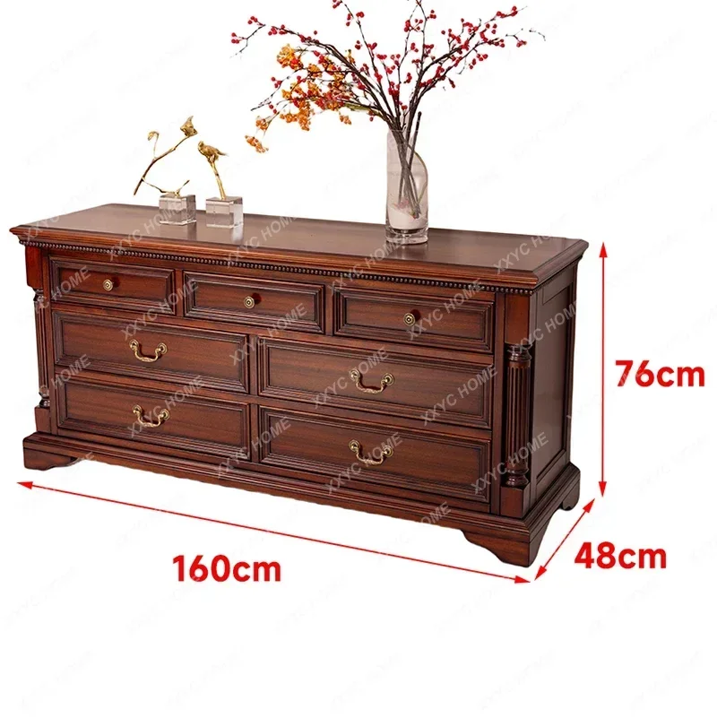 Solid Wood Chest of Drawers Bedroom Bedside Multi-functional Storage Cabinet
