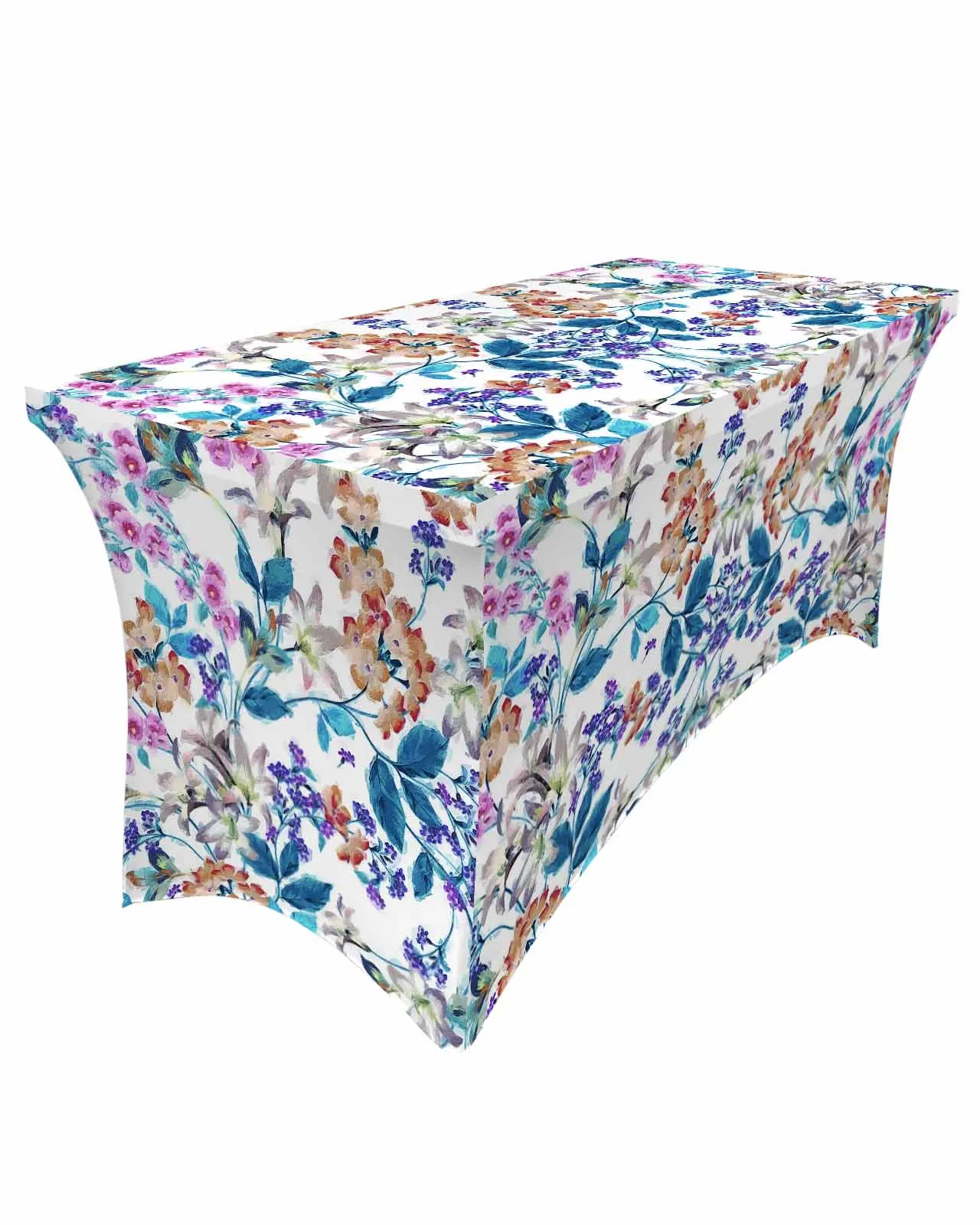 Flowers Foliage Branches Elastic Table Skirt Wedding Birthday Table Decoration Table Skirt Tablecloth for Party