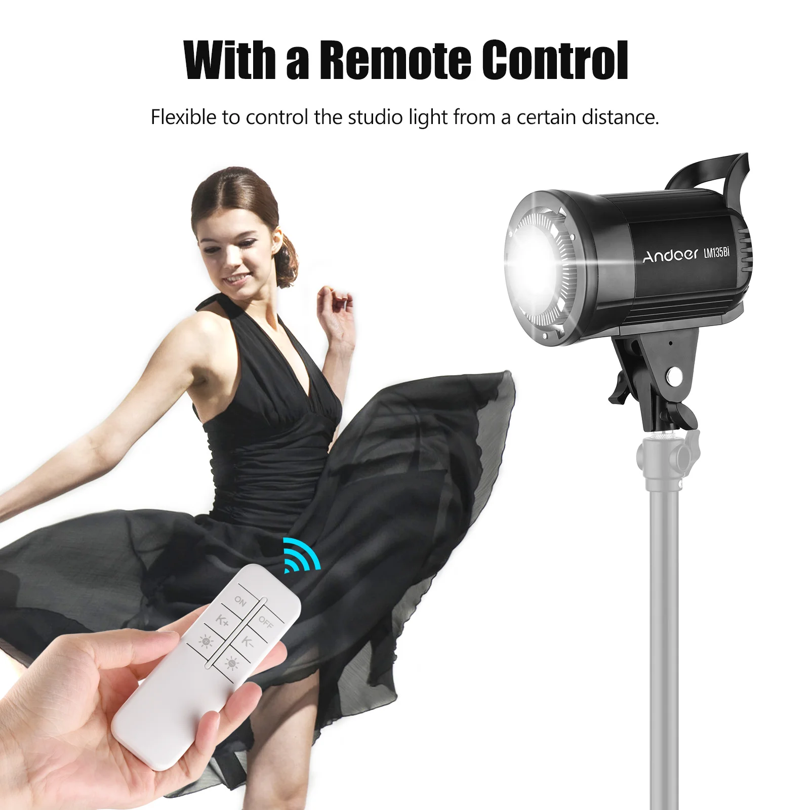 Andoer LM135Bi LED Fill Light 135W Studio Video Light 3000K-5600K Bowens Mount for Product Portrait Wedding Live Streaming