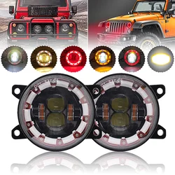 3.5 Inch 40W LED Car Headlight Angel Eyes Demon Eyes Fog Light Running Light Turn Signal Accessories for Wrangler Off-Road JK TJ