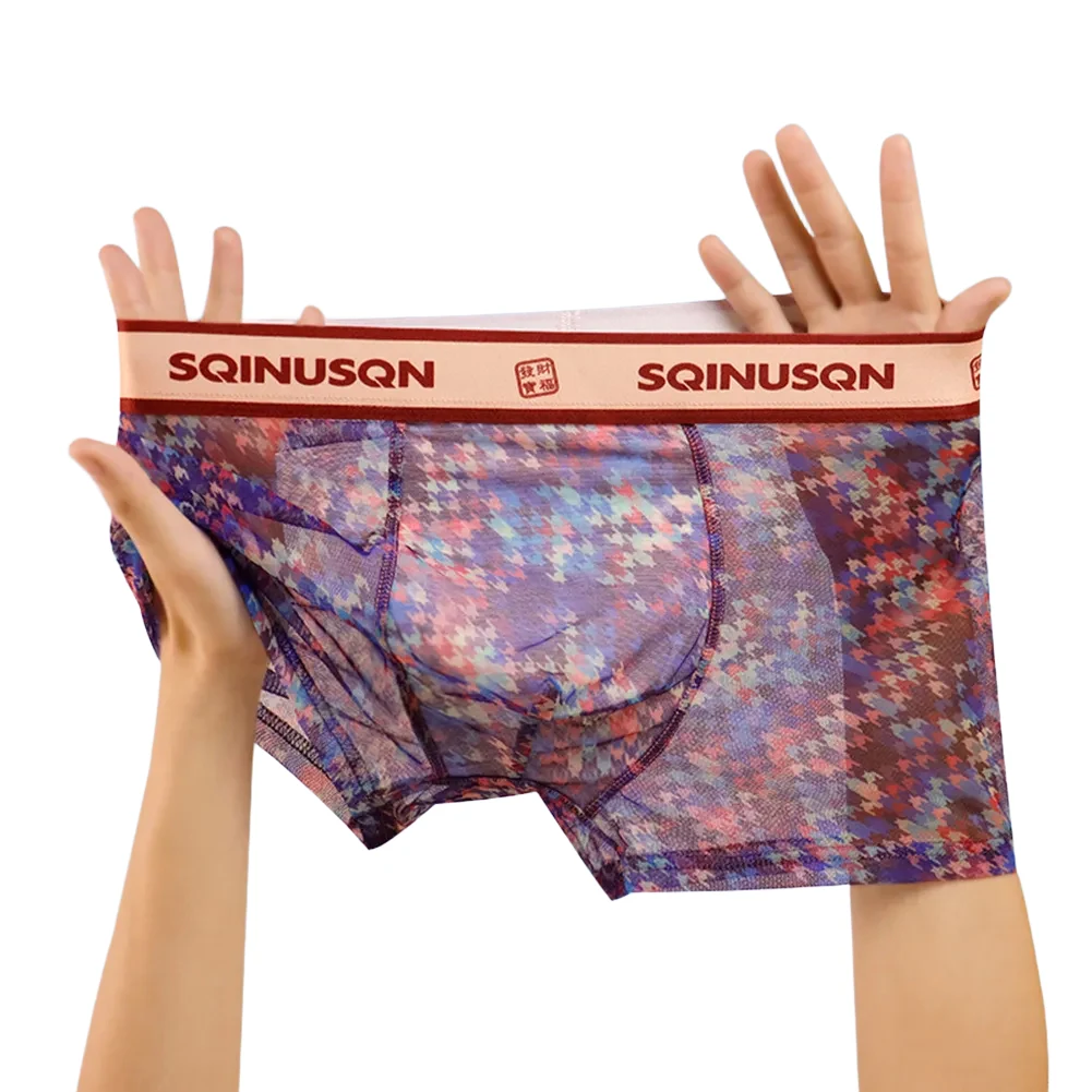 

Breathable Boxer Shorts Panties Breathable Sheer Blue Men Underwear Classic Style Fashionable Design Polyester Spandex Blend