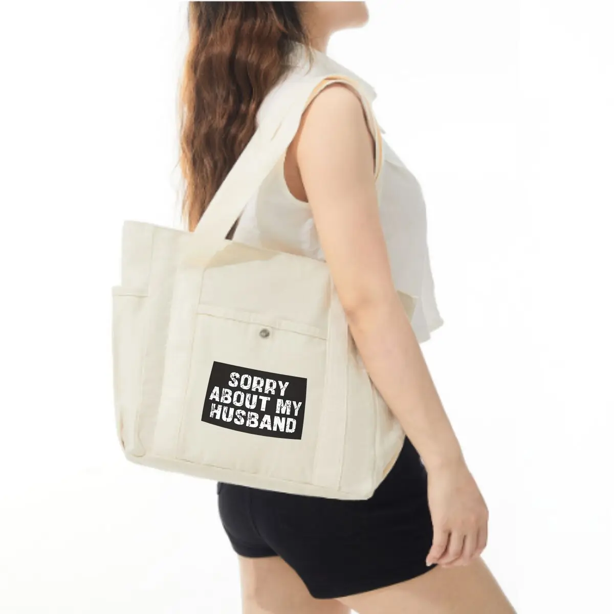 Lo siento sobre mi marido bolso de lona trabajo viajero llevar traje libro bolso de hombro bolso de compras