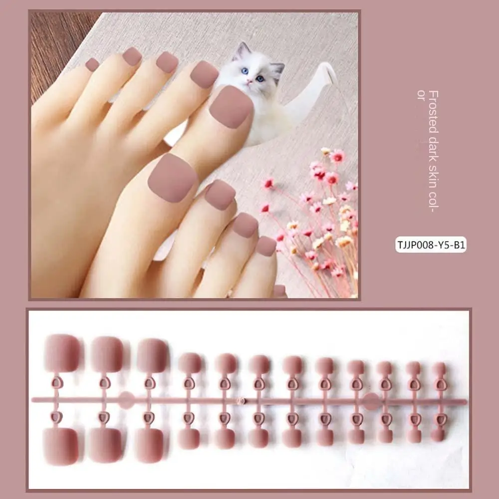 Frosted On Toenails Feet Artificial Nails Full Cover False Nails Solid Color Nails Patch Matte False Toenails Frosted Fake Toe_voghion.com