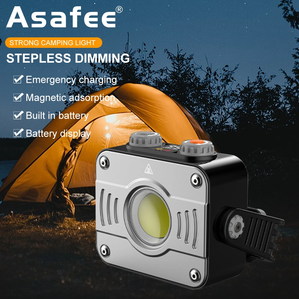 Asafee COB LED 1200LM Tiki Camping Lamp Stepless Dimming White Warm Light IPX4 Waterproof Rechargeable Support Output Outdoor