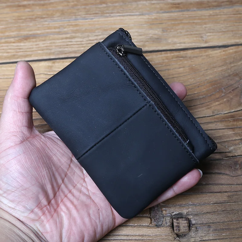 NZPJ Vintage Echtes Leder Herren Null Brieftasche Natürliches Rindsleder Reißverschluss Schlüsseltasche Damen Bankkartentasche Mini Münztasche Kartenhalter – Detail 20
