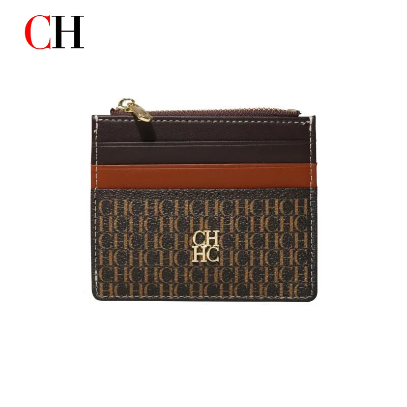 CH Women Card Holder Wallet Luxury Letter Print Coin Purse Zipper Mini Wallet Multiple Card Slots Fashion Slim Bag Accessories