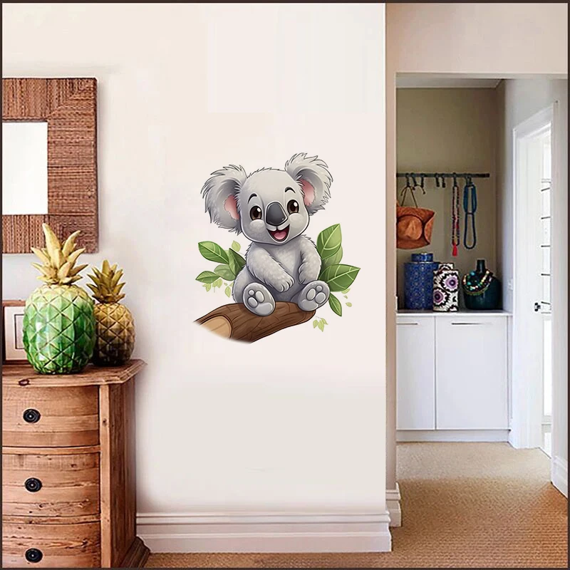 C402#Cute Koala Wall Sticker Kids Room Background Home Decoration Mural Living Room Wallpaper Funny Decal