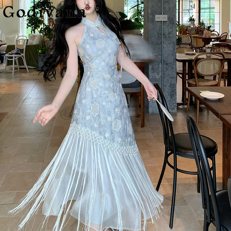 

Large Size Halter Neck College Off-the-shoulder Vacation Fairy Dress Spring Summer High Waist A-line Sweet Slim Girls Dresses