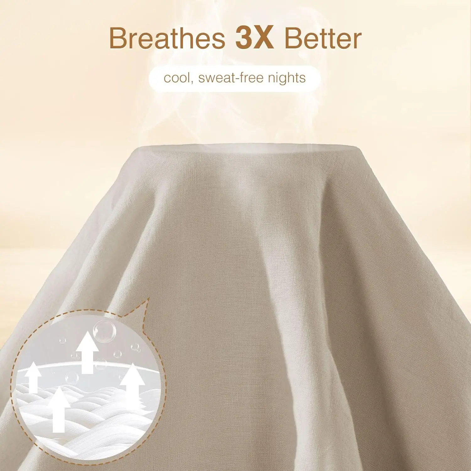 Juego de funda nórdica King Size 100% lino francés, suave y transpirable para personas mayores, absorbe la humedad y duradero con cierre de cremallera