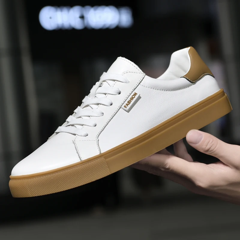 COZOK, zapatos transpirables ligeros de cuero genuino para hombres, zapatos casuales hechos a mano a la moda, zapatos deportivos de alta calidad para hombres de Color sólido