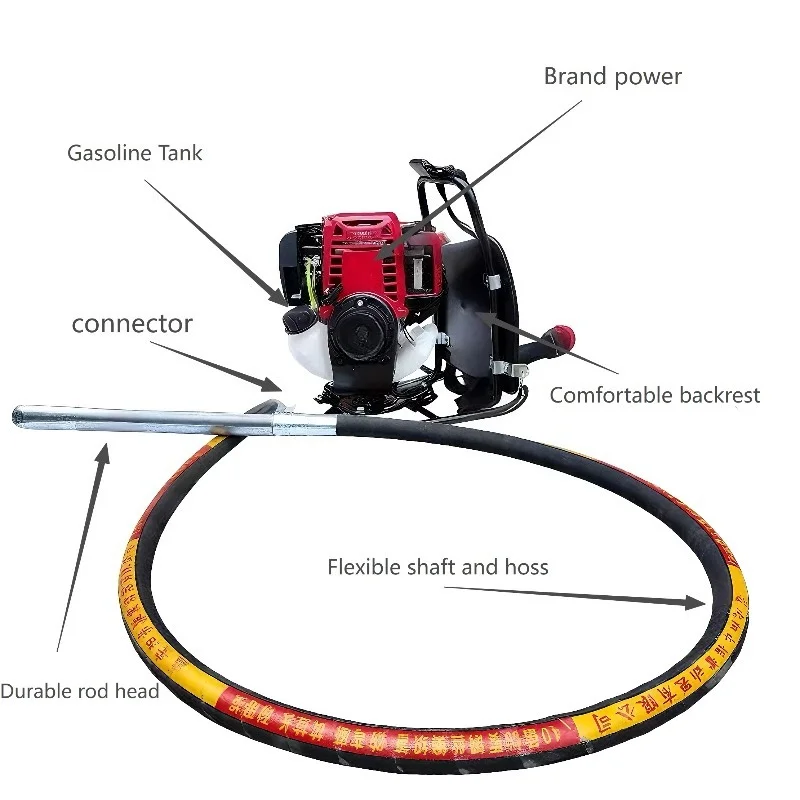 4-Stroke engine external rear-mounted concrete vibrator with durable bearing core components