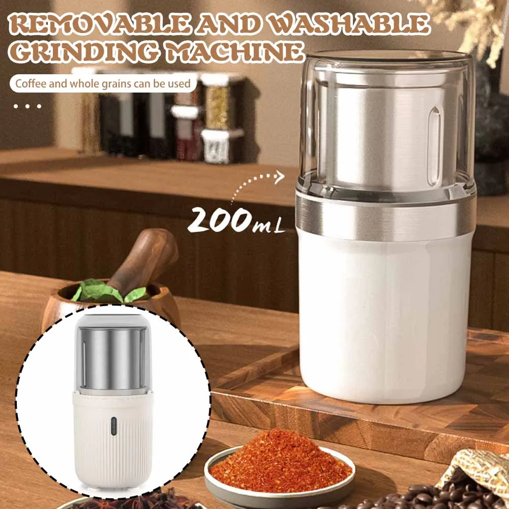 Wet and Dry Dual-Use Electric Coffee Grinder Washable Silent Powerful Beans Grass Herbs Mill Coffee Accessories for Kitchen Home