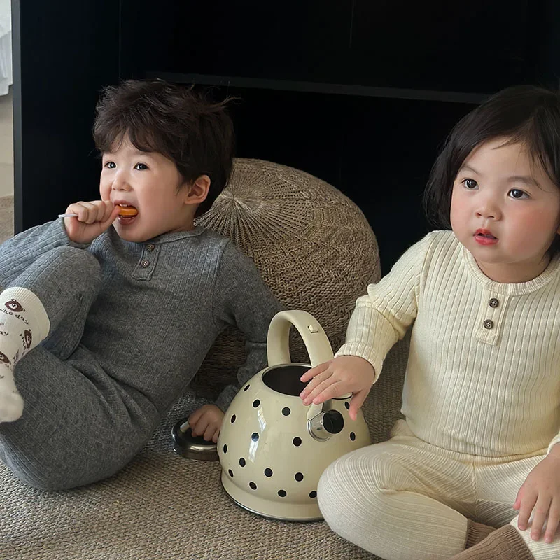 

Kids Home Suit Wool Warm Top Pant 2pcs Set For 1-6Years 2026 Autumn Winter Kids Pajama Sets Baby Homewear