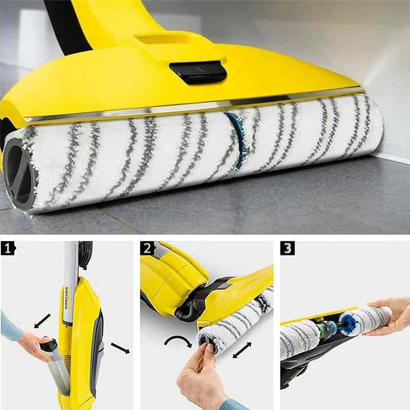 A74X-Microfibre Roller Set For Karcher FC7 FC5 FC3 FC3D EWM2 Electric Hard Floor Cleaner 2.055-007.0/2.055-006.0 Easy Install Gr