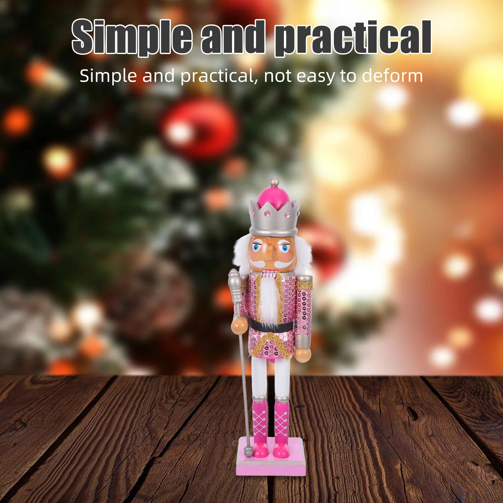 

Wooden Nutcracker Soldier 38Cm Decoration - Holiday Tabletop Centerpiece for Home Office Shelf Cabinet - Festive