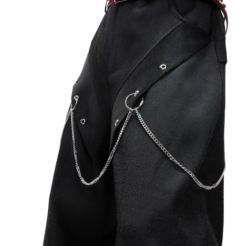 Men's 2025 Summer New Fashion Detachable Chain Irregular Design Trousers Loose Straight Wide-leg Pants Male Very Cool Trousers