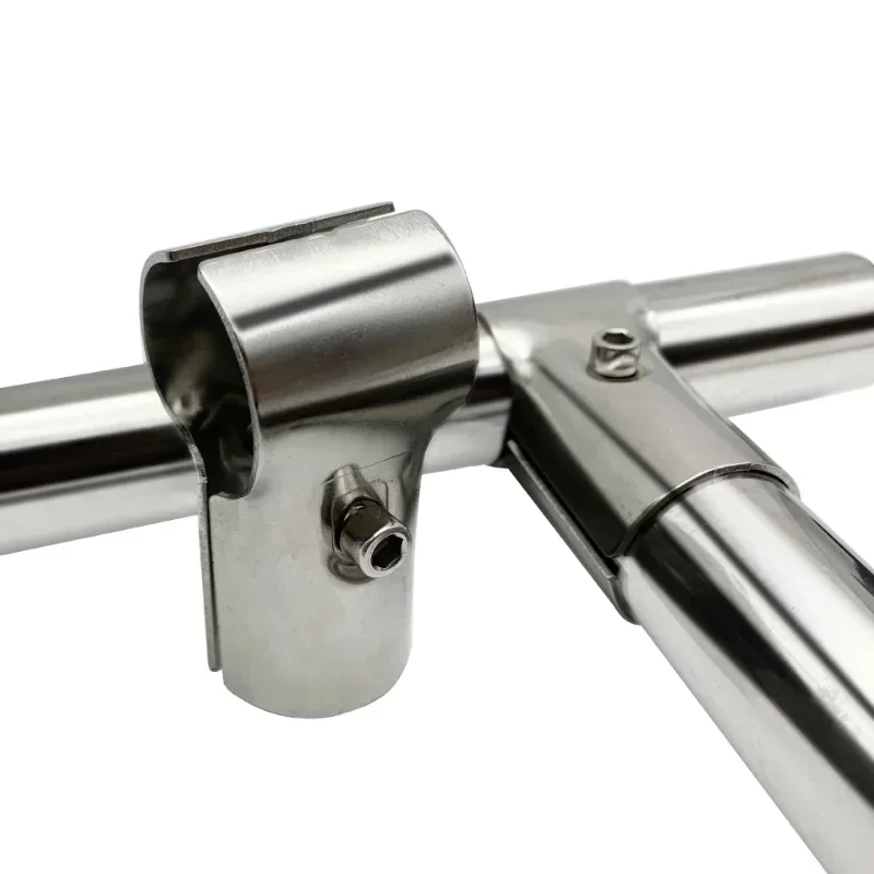 304 Stainless Steel 25mm Pipe Fittings Joint Round Tube Connector Display Rack Rod Support Holder Fixed Clamp Furniture Hardware