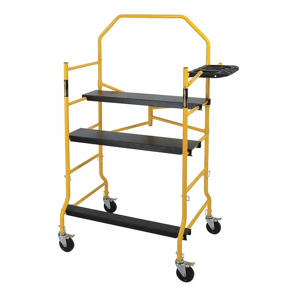 Rollend steigerplatform Verstelbaar opvouwbaar ontwerp 5" vergrendelbare wielen Mobiele verhoogde ladder Rolling Cart Constructie