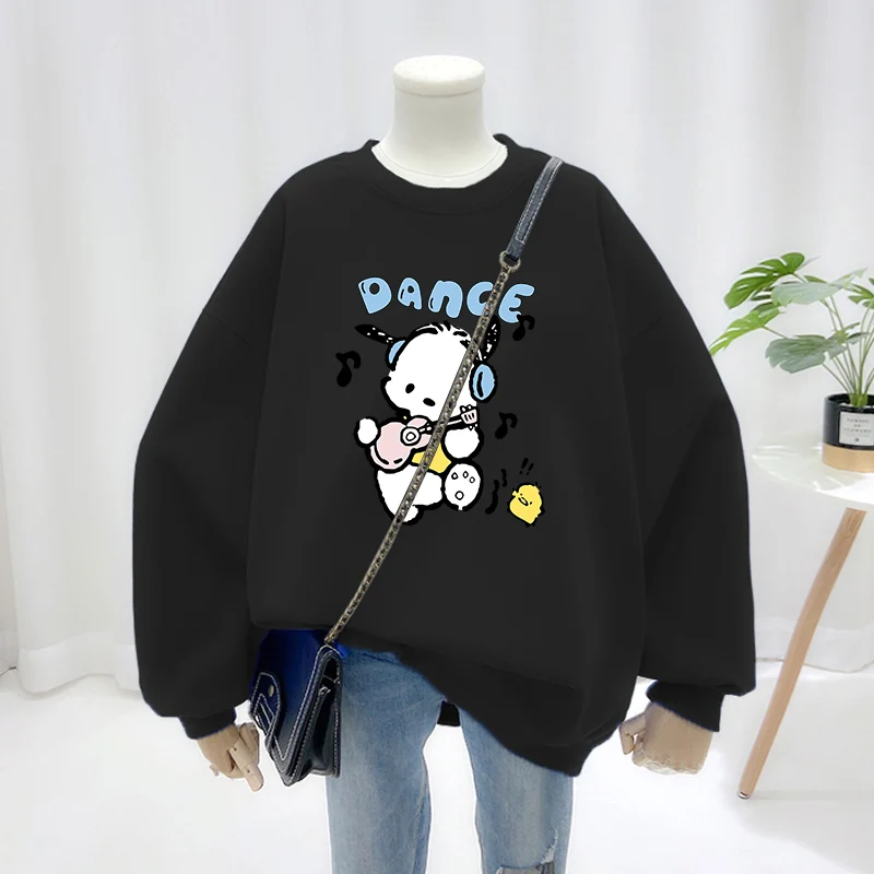 Autumn Y2k Chic Loose Casual Hoodies Women Clothing New Fashion O-neck Sweatshirts Cartoon Printed Pullovers