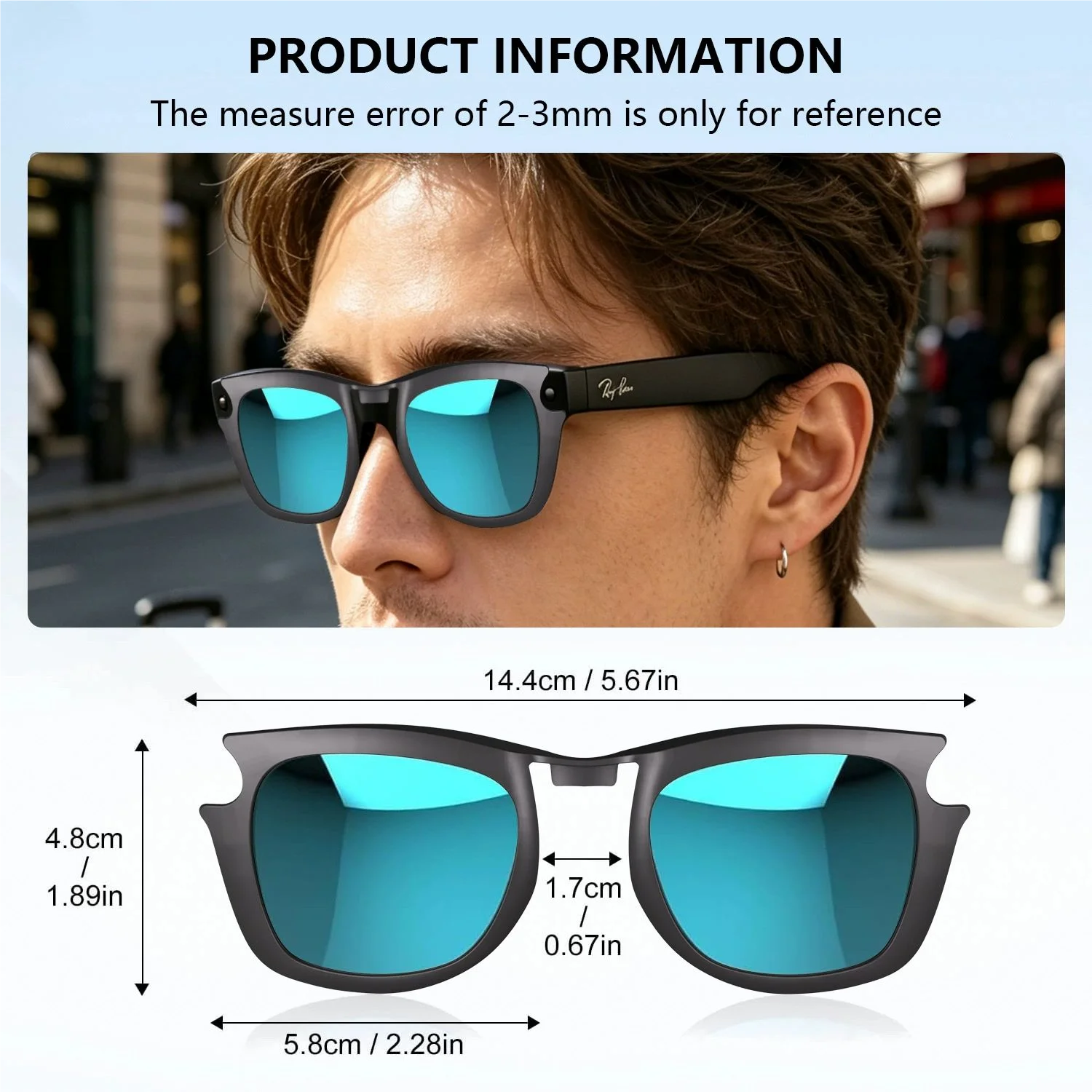 Clip For Ray-Ban Meta Wayfarer RW4006/RW4012 GEN2 Standard Smart Glasses Clip Colorful Polarized