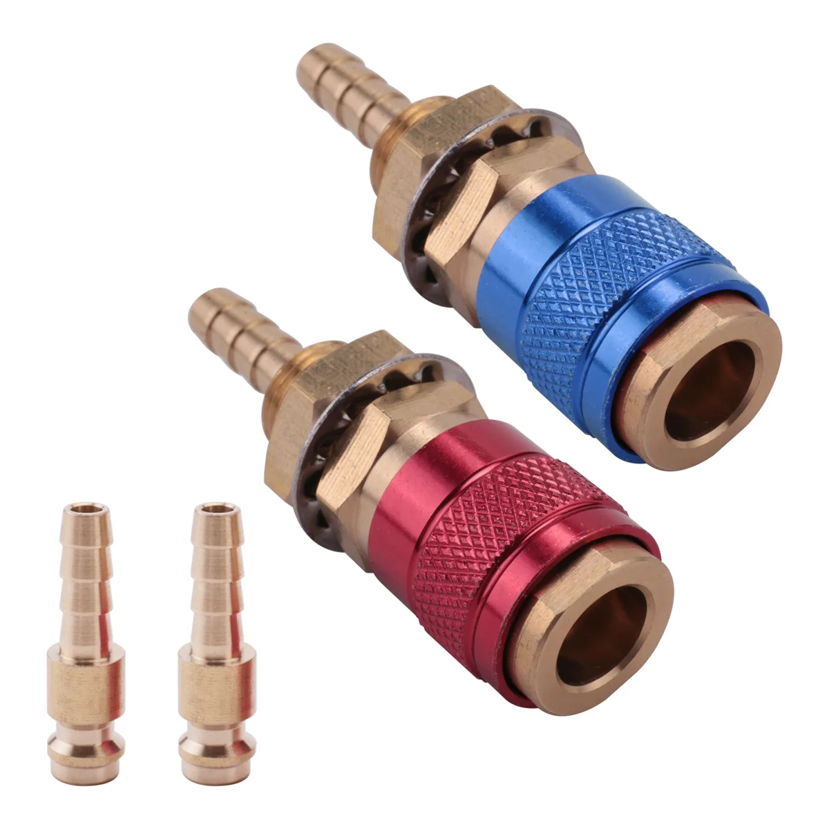 BABQ 2 uds 6mm refrigerado por agua adaptador de agua de Gas refrigerado por aire conector rápido para enchufe de soplete de soldadura MIG TIG, azul + rojo