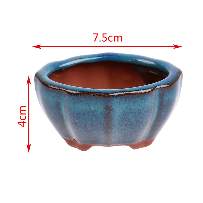 1PC Chinese Style Bonsai Flowerpot Ceramic Craft Plant Pot Planter Home Decor 7.5*5.7*4cm