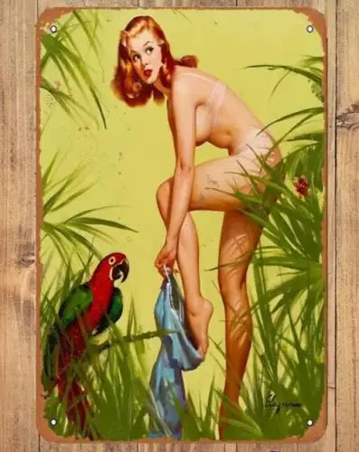 Funny Skinny Dipping Model Vintage Novelty Metal Sign  Wall Art