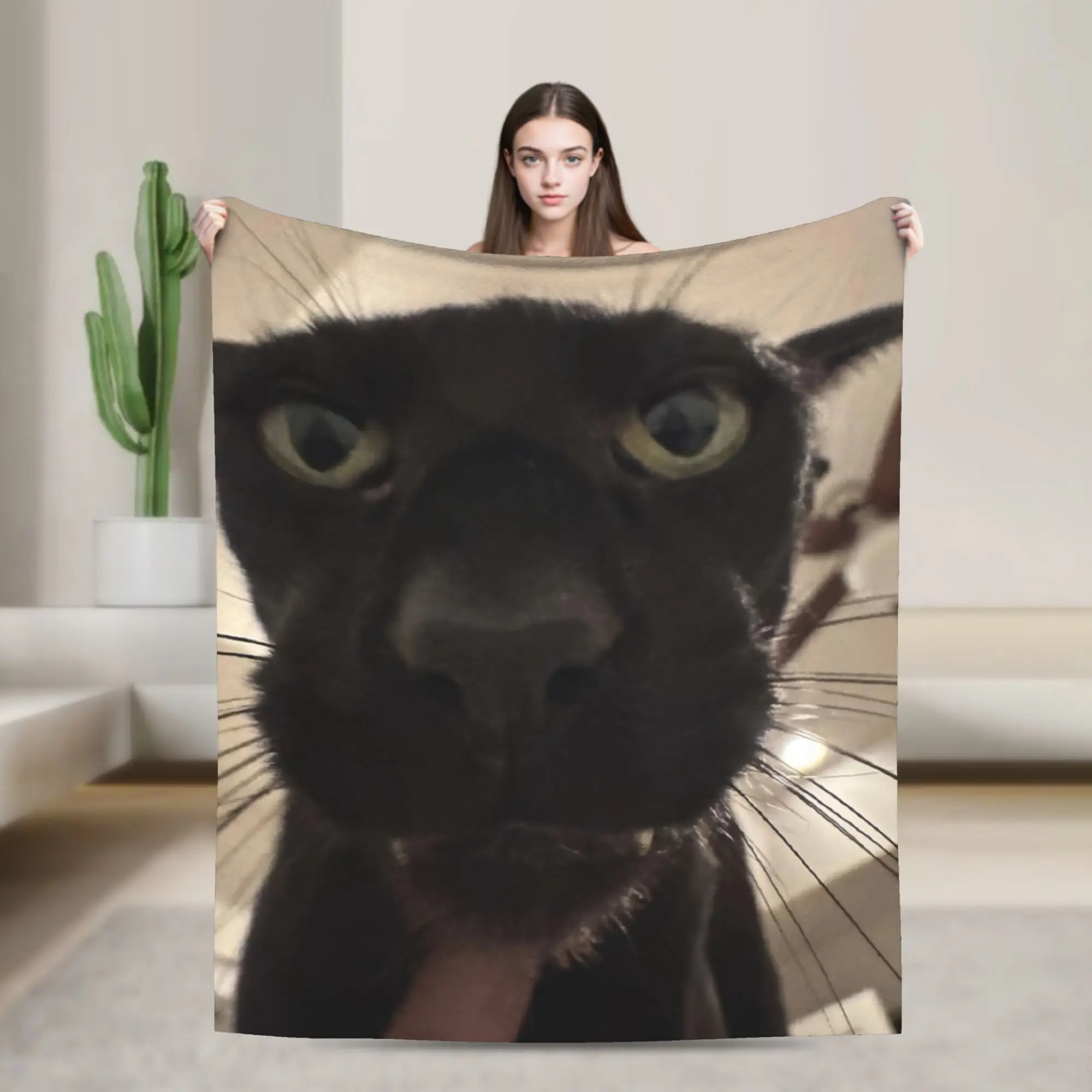 Evil Larry Closeup Cat Blanket Flannel Decoration  Breathable Super Soft Throw Blanket for Bedding Car Bedding Throws