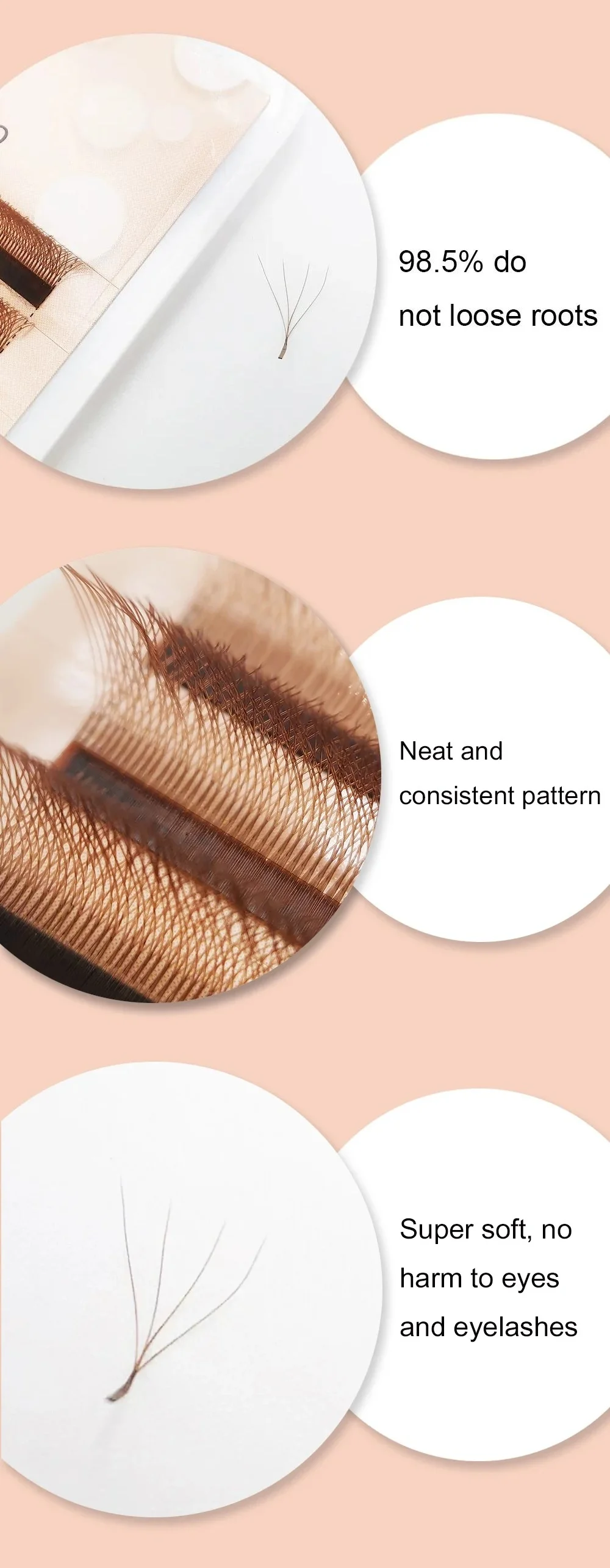 Supmacio 4D W Lashes Hellbraun Mix Clover Wire W 4D Wimpernverlängerung Volumen-Fächerwimpern – Detail 2