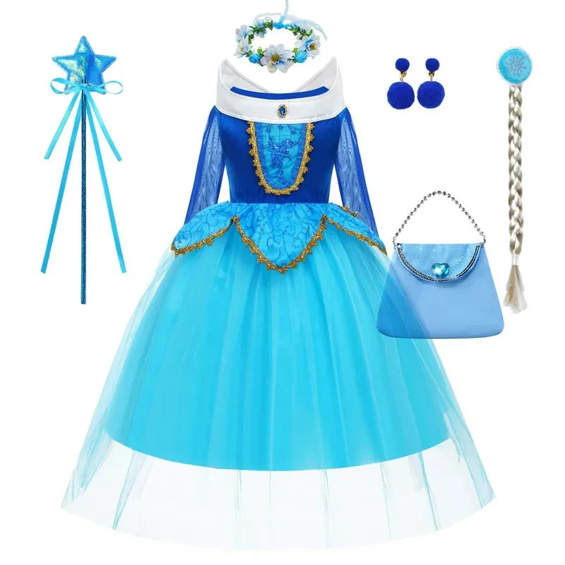 زي الأميرة فتاة فستان الأميرة الوردي أورورا 3 4 5 6 7 8 9 10 سنوات