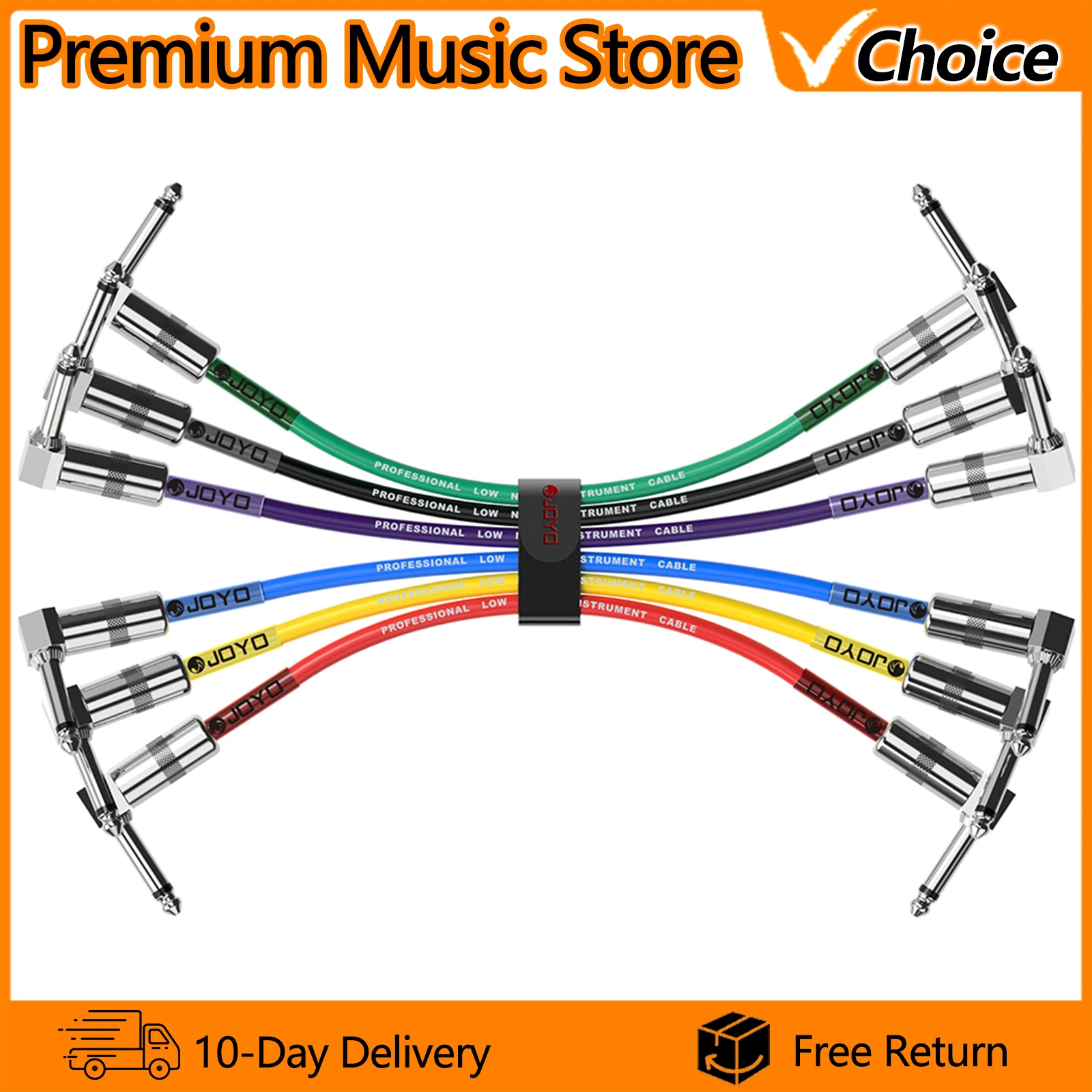 

Кабель для гитарных и басовых эффектов JOYO CM-11, 6 шт./лот, экранированный, с низким уровнем шума, с угловым разъемом 1/4 дюйма