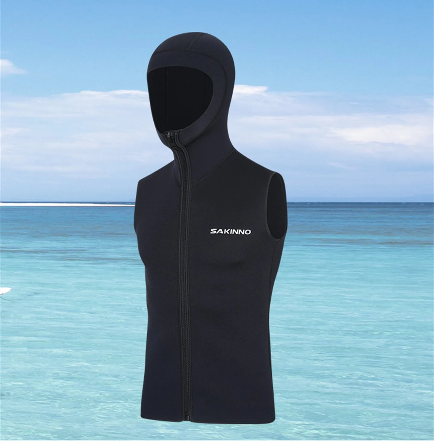 Summer Men And Women\'s Hooded 3MM Neoprene Diving Vest Sleeveless Jacket Wetsuit Swimming Snorkeling Drifting Surfing Waistcoat