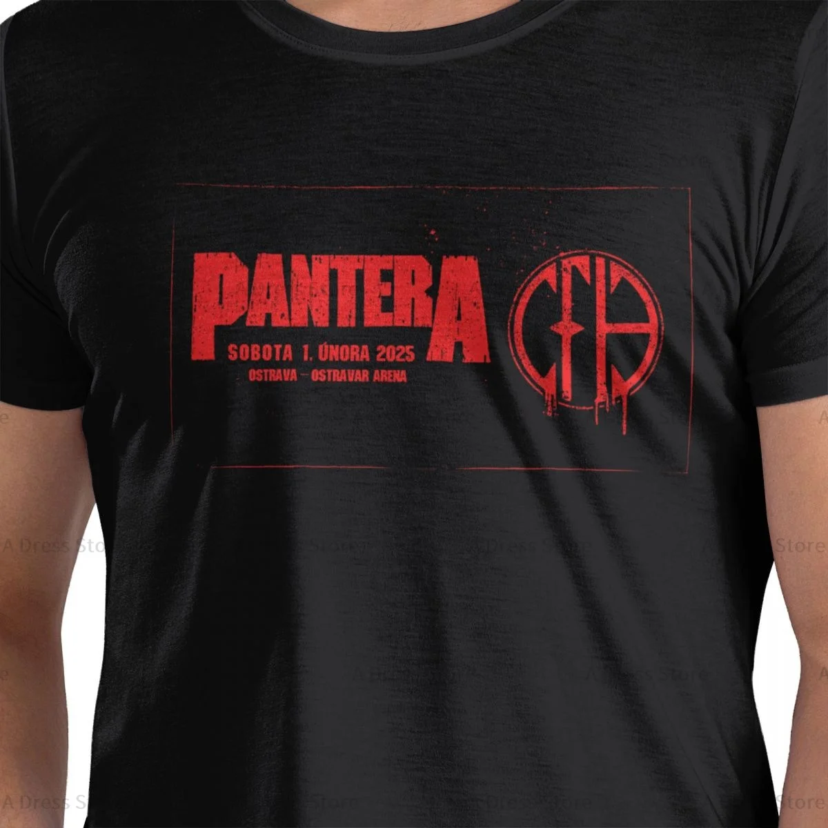 PANTERA Pandora Band Men's round neck T-shirt,Oversized print Tee Shirt,Casual Large Size Tshirt