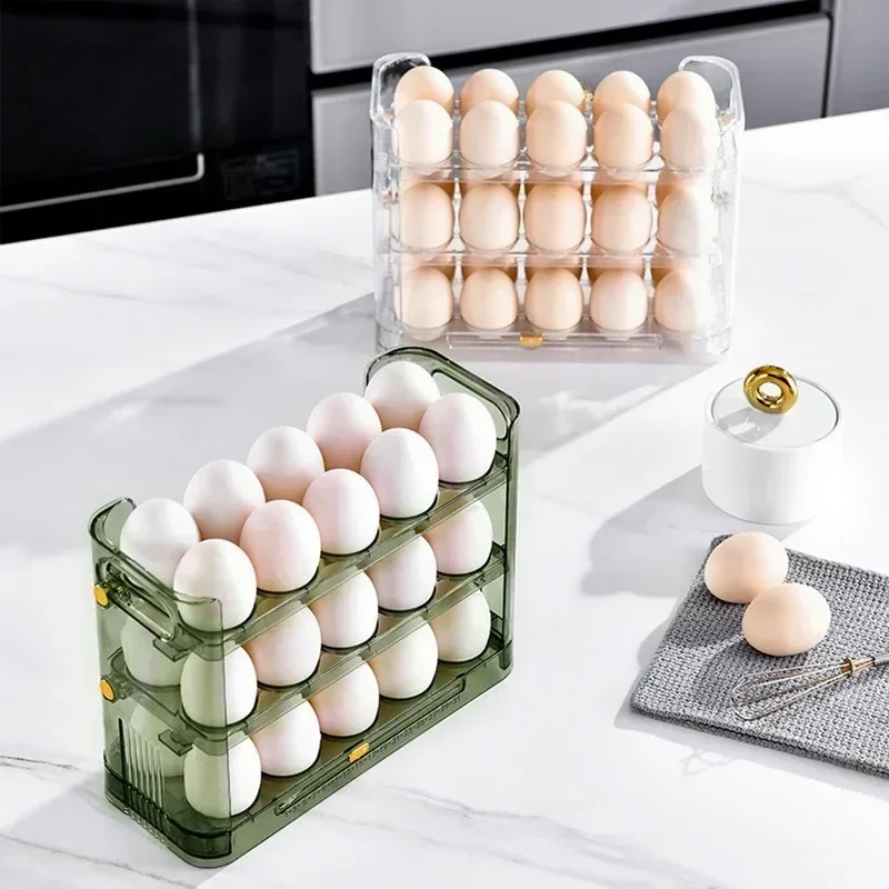 Kitchen Egg Rack Holder Storage Box Egg Basket Container Organizer Home Refrigerator Egg Dispenser Multi-layer Food Containers