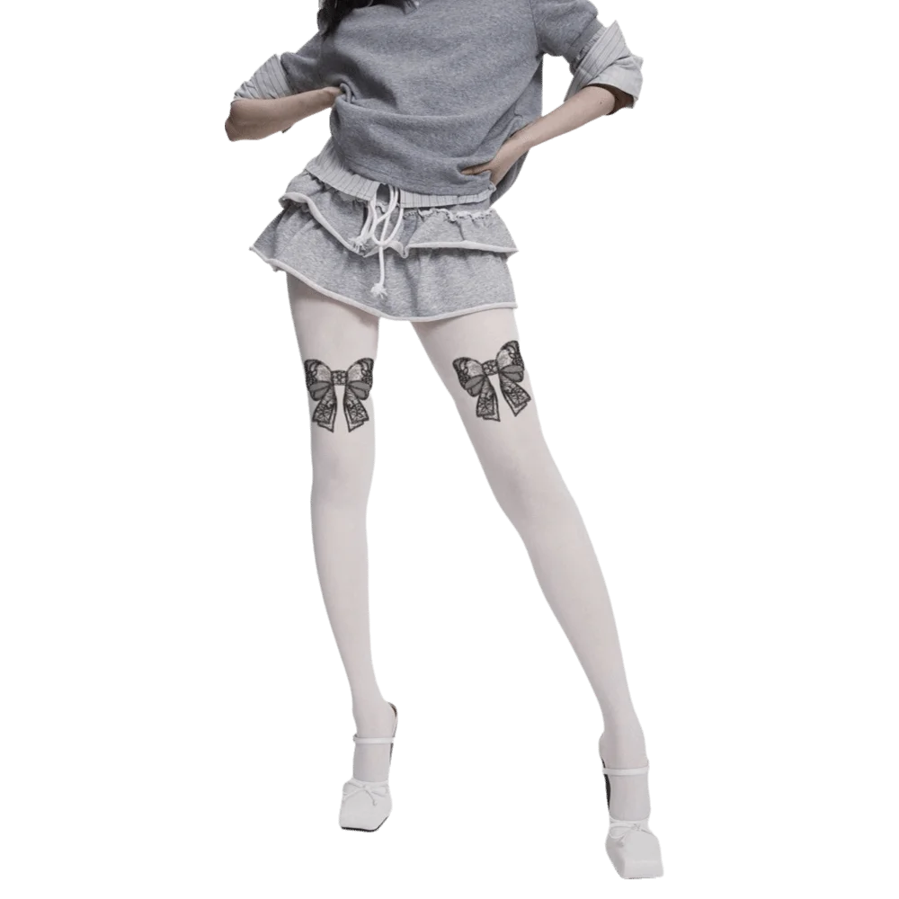 Y2K Velvet Pantyhose Plus size Medium Thickness Women Printed Tights All Seasons Regular Crotch Footed Tights Fashion Styling