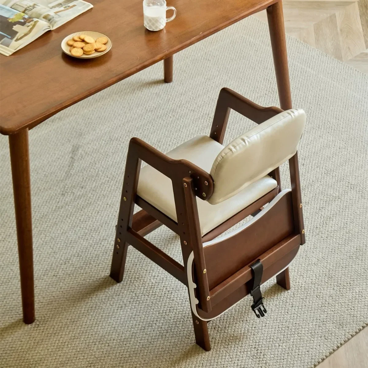 HYS  Dining Plate Adjustment Lifting Growth Home Eating Children's Multifunctional Solid Wood Chair Seat