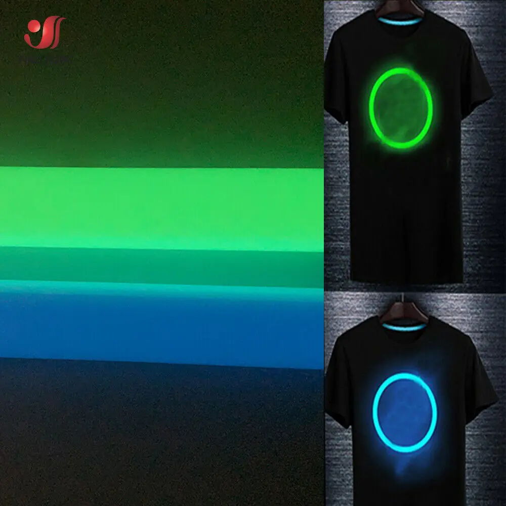 7.8in x 19in Glow in the Dark Heat Transfer Vinyl Iron on Tshirts Fluorescent Luminous HTV Film Design Signs Logo DIY Fabric Hat