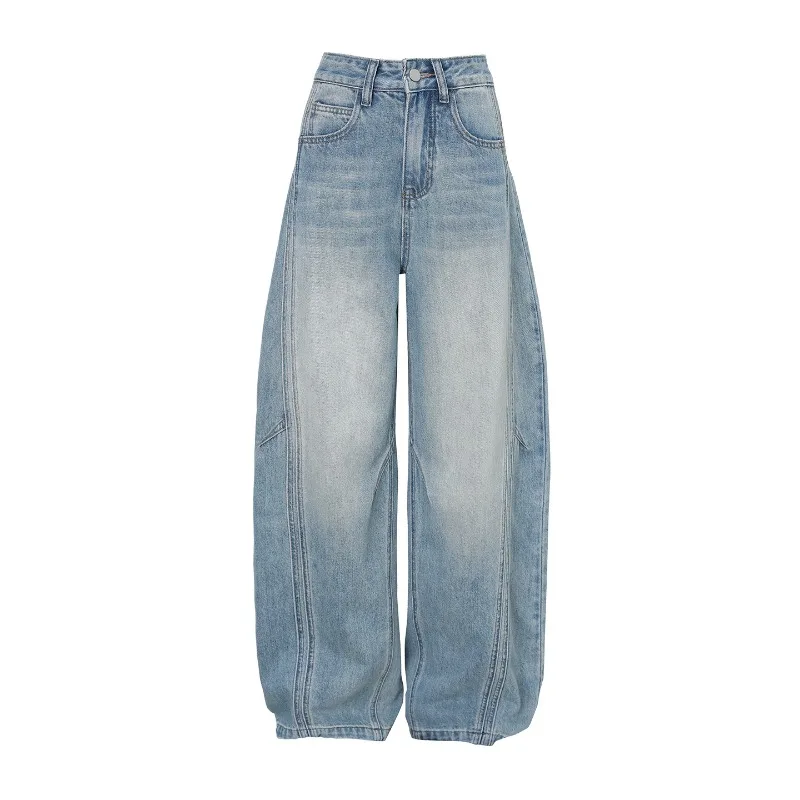 

Light Blue Women's High-Waist Slimming Knife-Edge Jeans Y2K American Streetwear Denim Pants for Ladies Fashion Spring Autumn