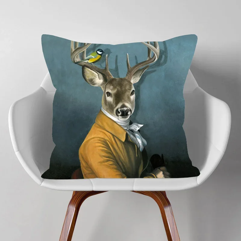 Nordic Art Decorative Pillowcase Fashion Animal Deer Rabbit Print Cushion Covers Soft Pillow Covers Sofa Home Decor