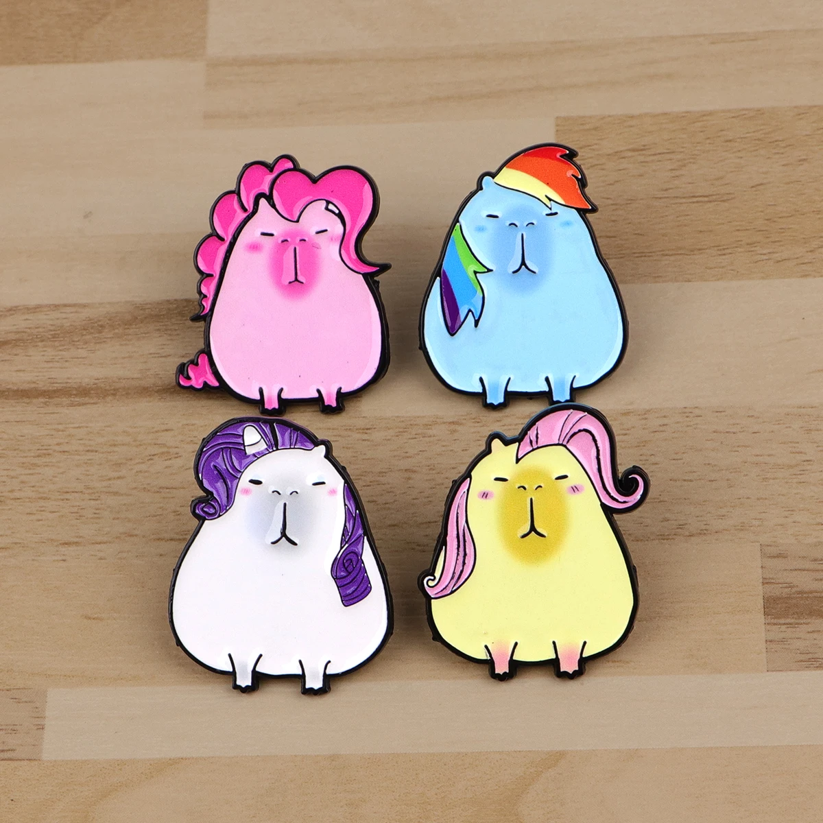 4pcs Cartoon Animals Lapel Pins for Backpack Soft Enamel Pin Women Men Brooch for Clothes Badges Toys Jewelry Accessories