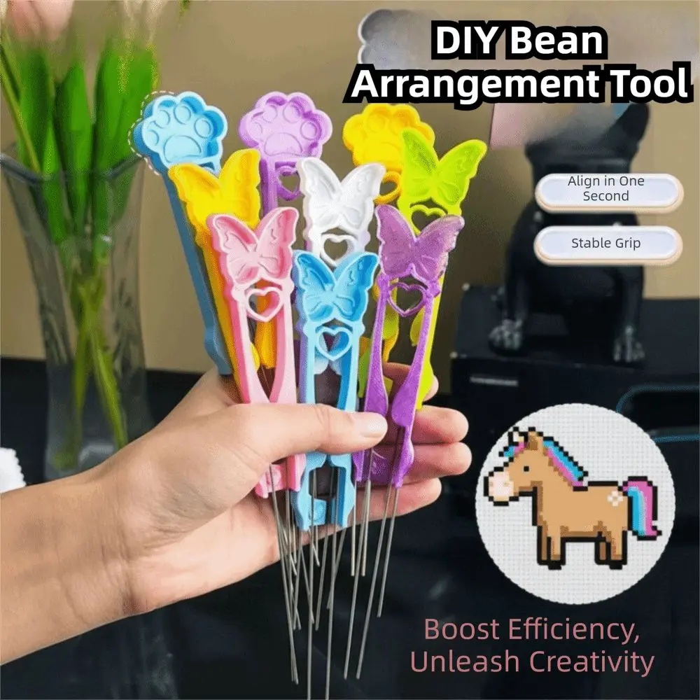 Hochwertige Bohnen Fusion Beans Pen Multifunktionale Handgemachte Collage-Bohnen Nadel Handgehaltene Doppelnadeln DIY Collage-Perlen-Clip