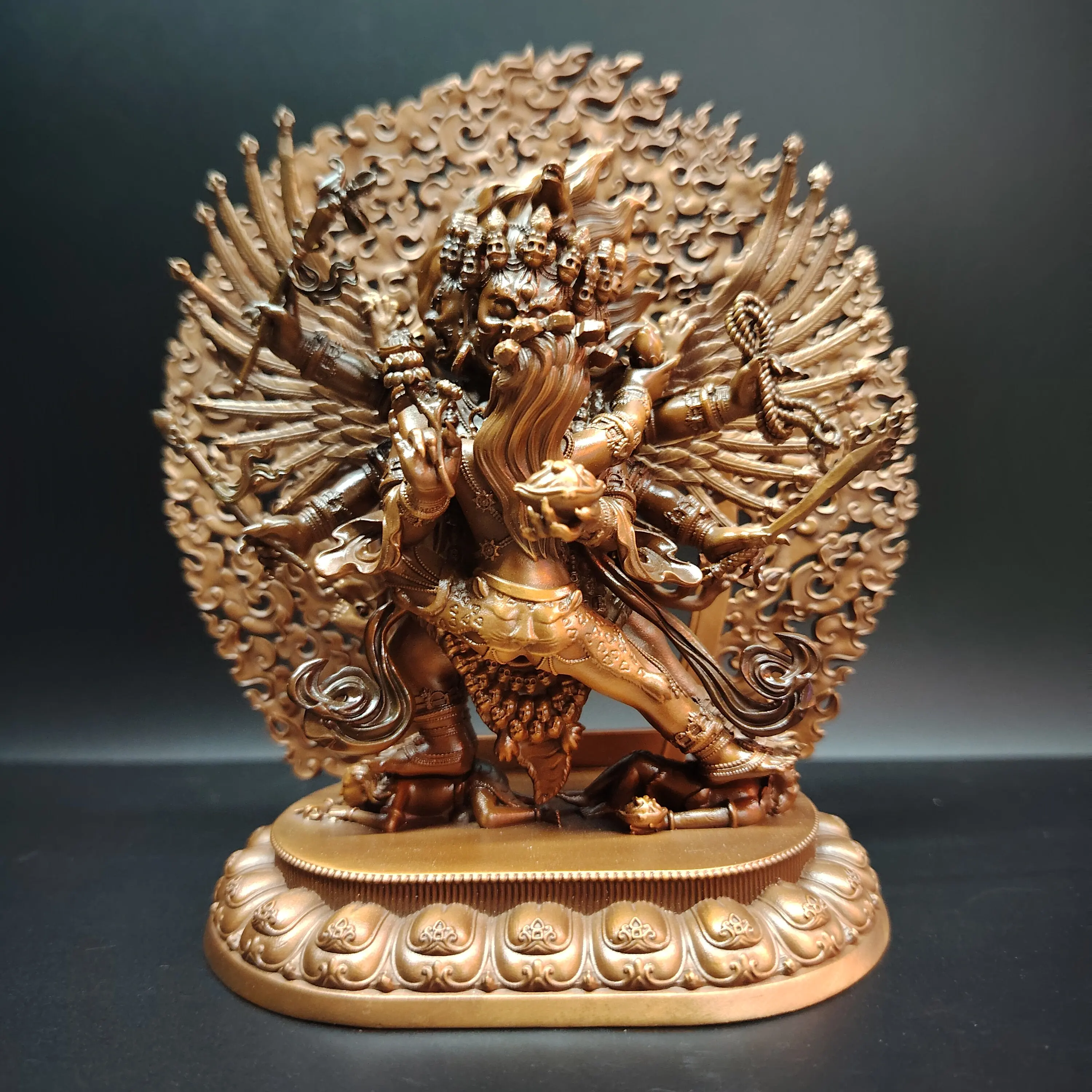 Pure Antique Copper Hayagriva Horse-Head Wrathful Protector Statue 15cm Home Living Room Single Form Blessing