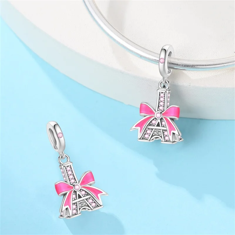 Fit Original 925 Sterling Silver Charms Beads Little Bear Lamb Little Flying Pig Pink Charms For Women DIY Birthday Jewelry Gift image 6